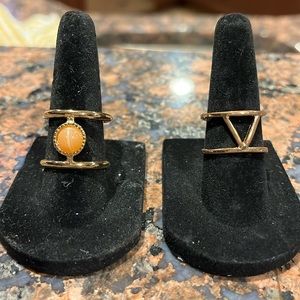 Set of 2 Gold double band rings size 7 & 6.5